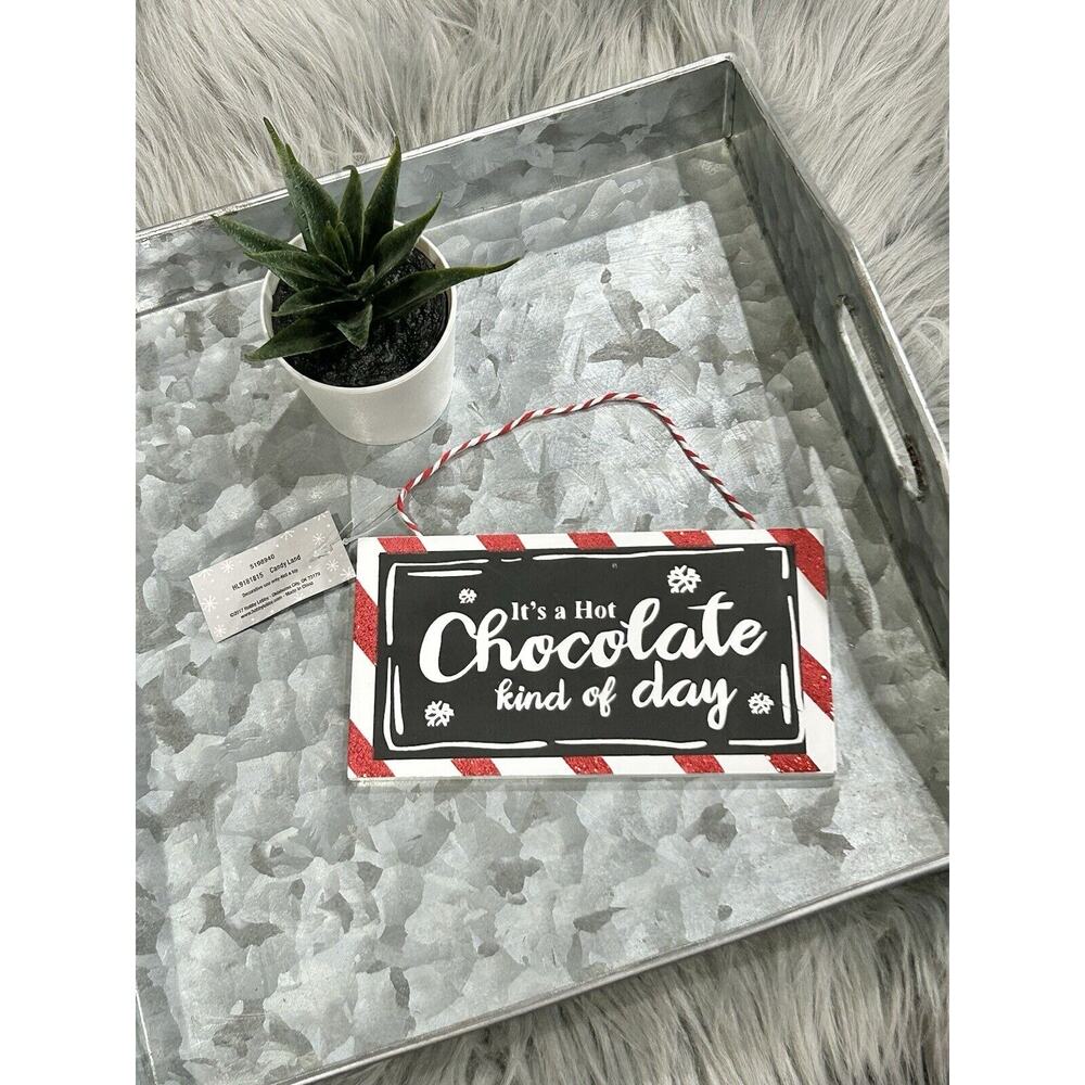 New! "HOT CHOCOLATE Kind of Day" Wood Sign‎ Winter Decor Christmas Ornament Fall